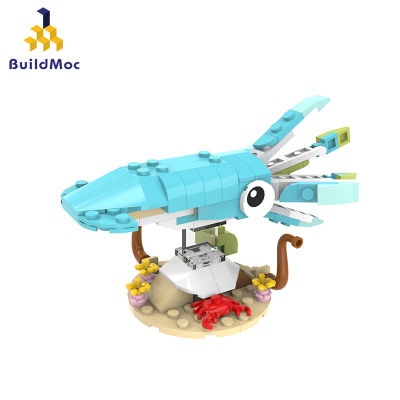 Buildmoc เด็กเด็กชายของเล่นเพื่อการศึกษาสิ่งมีชีวิตก้นทะเลบล็อกปลาหมึกใช้ได้กับเลโก้