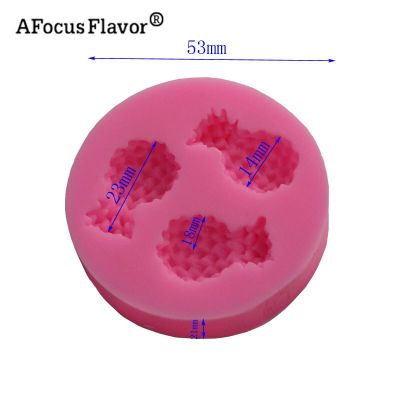 ；【‘； 3 Hole Mini Pine Shaped Silicone Fruit Mould 3D Fondant Cake Soap Clay Mold Cook Baking Handmade DIY Gift Decoration Tool