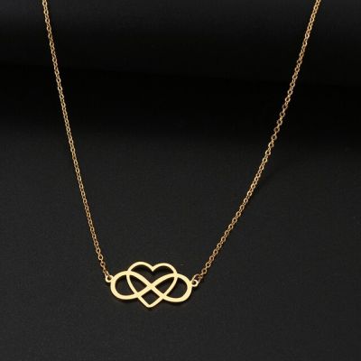 JDY6H Stainless Steel Necklaces Heart Infinity Symbol Pendant Chain Choker Fashion Necklace For Women Jewelry Party Gifts One Piece
