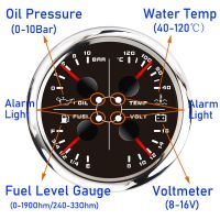 4 In 1มาตรวัดระดับน้ำมันเชื้อเพลิงอุณหภูมิน้ำแรงดันน้ำมันมัลติฟังก์ชั่วัดหรือเซ็นเซอร์สำหรับรถยนต์เรือ RV ค่าย12โวลต์