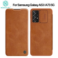 HongYueNuanTongSheBeiYou เคสสำหรับ Samsung A53 5G Nillkin Qin เคสฝาฝาพับหนังแบบสไลด์เคสป้องกันเลนส์กล้องสำหรับ Samsung Galaxy A73 5G เคสใส่หนังสือ