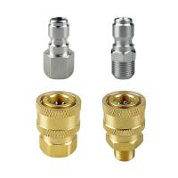 Brass 1/4" Quick Plug &amp; Disconnect Adaptor Pressure Washer Hydraulic Couplers Nozzle Connector For Garden Irrigation Washing Watering Systems Garden H