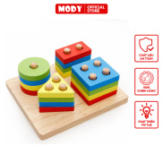 Bộ đồ chơi sắp xếp và thả hình khối theo cột MODY M86111 bằng gỗ phát
