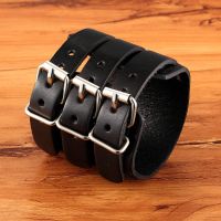 TYO Classic Men S Boys Adjustable Genuine Leather Cuff celet Punk Rock Jewelry Blackbrown Three Layers Watch Bangles