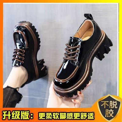✽ Leather shoes for women small British style 2023 new autumn color matching fashionable foreign style thick heel thick-soled womens shoes loafers