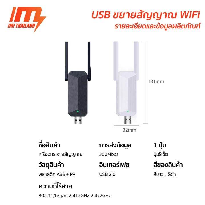 imi-usb-wifi-repeater-300mbps-ตัวกระจายสัญญาณไวไฟ-ไร้สาย-กระจายสัญญาณ-wifi-เครือข่ายไร้สาย