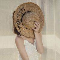 Hats shop9 หมวกสานปีกกว้าง แต่งคาดเชือกดำ หมวกใส่เที่ยว สินค้าพร้อมส่งจากไทย C074