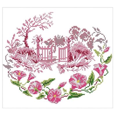 Cross Stitch Embroidery Kits for Adults Kids,Morning Glory Flowers Garden 11CT Stamped DIY DMC Needlework Easy Beginners