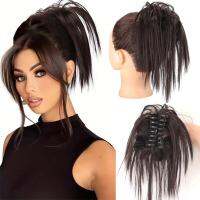 Synthetic Claw Clip Messy Hair Bun Chignon Hair Extensions Fluffy Straight Chignon Black Brown False Natural Hairpiece For Women