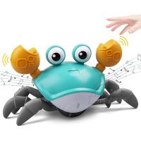 【CC】﹊♣☜  Crawling Crab Baby with Music Up Musical for Toddler Automatically Avoid Obstacles Interactive Kids