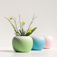 Modern simple small fresh matte round tabletop ceramic floral gradient ceramic ornaments vases living room decoration