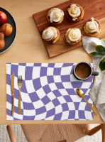 Lattice Deformation บล็อกสีสีม่วงรับประทานอาหาร Placemat Tableware Mats ห้องครัวจาน Mat Pad 46Pcs ตารางตกแต่งบ้าน