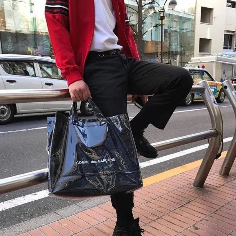 ✈Rei Kawakubo CDG Black Kraft Paper PVC Shopping Bag Comme des