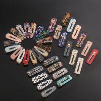 【cw】 1PCHair ClipMarble Metal Hairpins WomenDrop Duckbill Styling Barrettes Acetate GeometricHeadwear ！