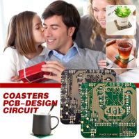 Coasters PCB Design Gold Circuit Board Drinks Coasters for Coffee Table Bar Office Potting Anti Scald Pad Desktop Decoration
