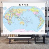 ต้นฉบับ Customized map of China world map rolling curtain hanging painting office shading study room sunshade hand-pull liftable curtain