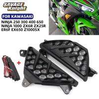 แผ่นเรืองแสงบอกสัญญาณเลี้ยว LED รถจักรยานยนต์ไฟกระพริบสำหรับ Kawasaki NINJA 300 250 400 650 1000 ZX6R ZX25R Z1000SX ER6F EX650