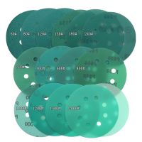 20Pcs 5 Inch 125mm 8 Holes Wet and Dry Sandpaper 60 to 2000 Grits Hook and Loop Green Film Sanding Disc PET Film Abrasive Tools Power Sanders