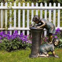 【CC】✵☈✢  New and Sister Sculpture Garden Ornaments Resin Crafts Playful Siblings Gardening Gifts