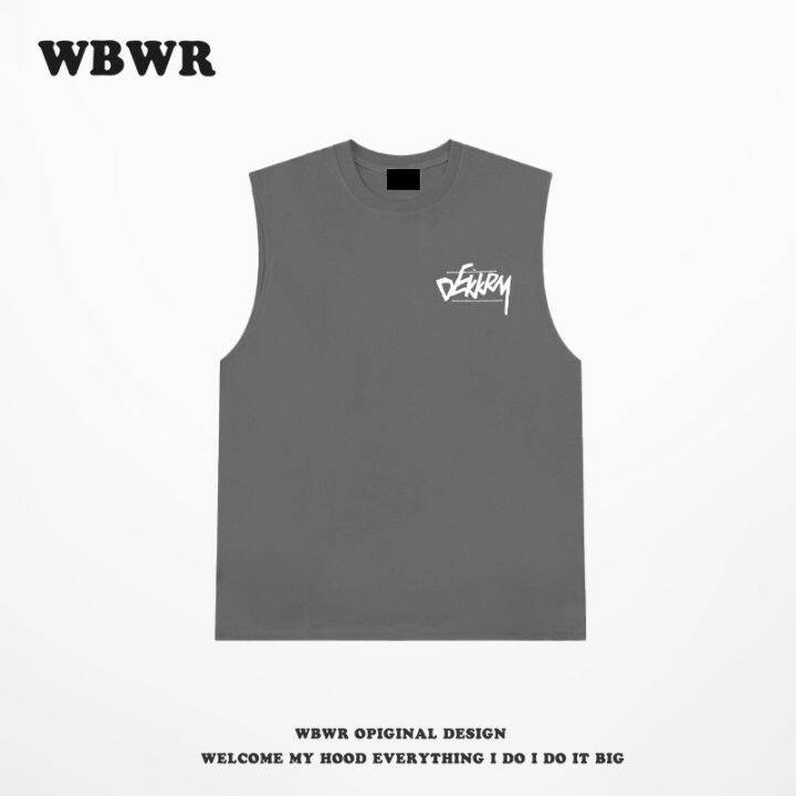 original-american-style-vibe-personality-heavy-260-cotton-sports-vest-mens-summer-tide-brand-letter-printing-vest-sleeveless-t-shirt