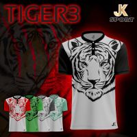 JK SPORT TIGER 3 เสื้อพิมพ์ลาย คอปก คอกลม คอจีน เสื้อแฟชั่น โปโลคอปก แขนสั้น ผ้าไมโครโพลีเอสเตอร์ ผ้านิ่มใส่บาย