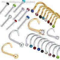 JUNLOWPY Stainless 16g Nose Stud Piercing Kit Rings Nose Pin Clip Crystal Body Jewelry Cartilage Earrings for Womens Mens 1pcs