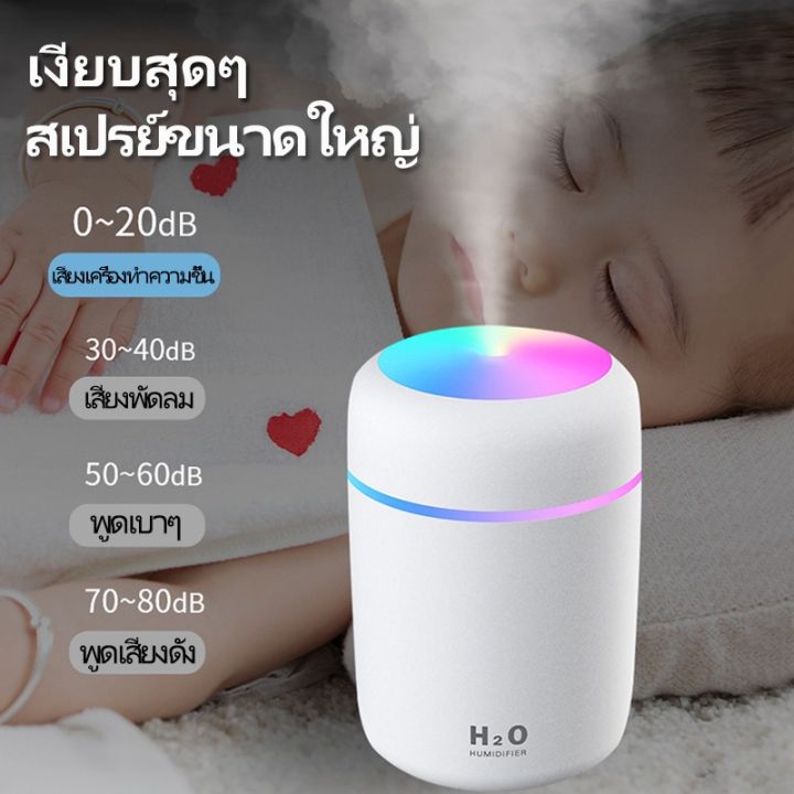 สินค้าใหม่ปี-2023-เครื่องทำให้ชื้น-300ml-เครื่องเพิ่มความชื้น-เครื่องพ่นอโรม่า-เพิ่มความชื้น-โคมไฟอโรมา-ไฟหลากสี