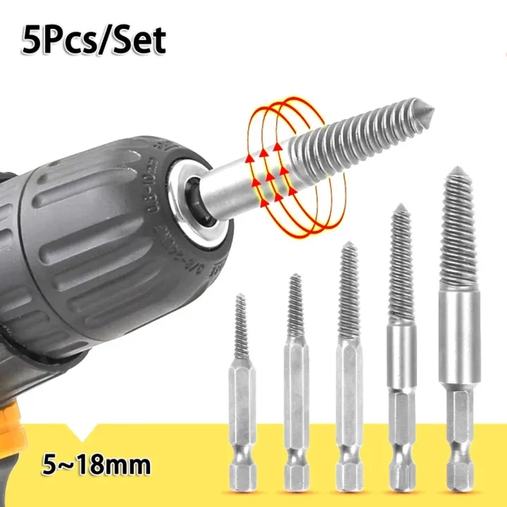 5Pcs/Set Hex Screw Extractors Broken Damaged Screw Extractor Broken
