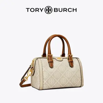 Tory Burch T Monogram Two-Tone Barrel Leather Crossbody Bag