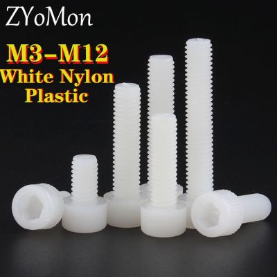 5 100 buah M3 M4 M5 M6 M8 M10 M12 nilon putih baut Allen plastik baut untuk Isolasi Panas/listrik