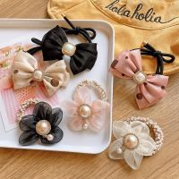 ﹉ Yarn Flower Elastic Hair Band Sweet Bow Dot Pearl Women Girl Ponytail Bun Scrunchy Hair Rope Ring Tie Hair Accessories