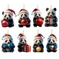 Mini Christmas Tree Ornaments Christmas Panda Keychain Pendant Car Ornament Rearview Mirror Ornaments Christmas Decorations Car Interior Accessories pretty well