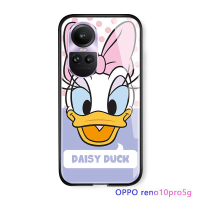 Serpens For OPPO Reno10 Pro 5G การ์ตูนสำหรับเด็กผู้หญิงมิกกี้มินี่หมีพูเป็ดโดนัลด์เคสมันวาวดีไซน์ลายจุดปลอกฝาหลังกระจกเทมเปอร์