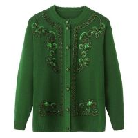 【มีไซส์ใหญ่】Plus Size XL-4XL Womens Floral Embroidery Button Up Cardigans Ladies Thick Autumn Winter Outerwear