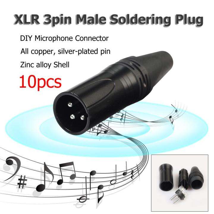 professional-10pcs-xlr-3pin-ชาย-diy-สายออดิโอ-mic-ตัวเชื่อมต่อ-solder-ปลั๊กไมโครโฟนอะแดปเตอร์