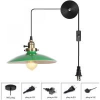 Creative Industrial Flying Disc Pendant Light, Green Retro Single Head Metal Shade Pendant Lamp, Vintage Plug In Hanging Light