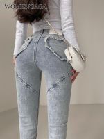 【YD】 WOMENGAGA Waist Hip Tight Stretch Small Foot Jeans Trousers Hot Korean SV6J