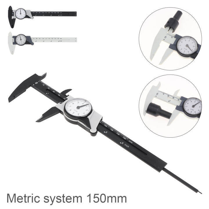 150mm Dial Caliper Vernier Caliper with Dial Indicator StainlessCarbon