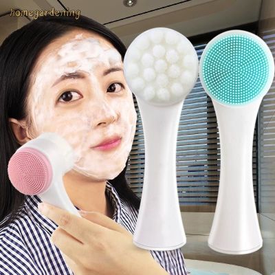 Manual Cleaning Double Facial Wash Soft Silicone Massage Brush