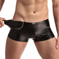 กางเกงบ็อกเซอร์หนังสำหรับผู้ชายบิกินี่ชุดชั้นในใส่สบายกางเกงในเซ็กซี่ลำต้นอ่อน