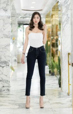 [Lona Jeans] กางเกงยีนส์ขาเดฟ ผ้ายืดเอวสูงกลาง รุ่น 75A/1 (เป้าซิป) สวมใส่สบาย เน้นเก็บสะโพก ต้นขา ทรงสวย กางเกงขายาว กางเกงยีนส์ผู้หญิง