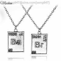 Vintage Jewelry Breaking Bad Necklace Chemical Symbol Br Ba Pendant Brothers Couple Necklace Gift