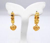 Heart Drop Dangle 22K 23K 24K Thai Baht Yellow Gold Plated Earring Jewelry