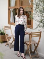 prettythingonme Bailly pant (navy) - กางเกงขายาวเก็บทรงตีเกร็ดด้านหน้า ผ้านำเข้าญี่ปุ่นเนื้อดี ผ้ามีน้ำหนักเนื้อสัมผัสนิ่ม พริ้วนิดๆ (พร้อมส่ง)