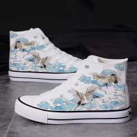 №  China wind hand-painted tide national high for the new spring and summer canvas shoes original graffiti male young men and women shoes sandals