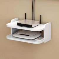 New Living Room Wall-mounted WIFI Router Shelf Creative TV Set-Top Storage Box Double White Free Punching Storage Rack