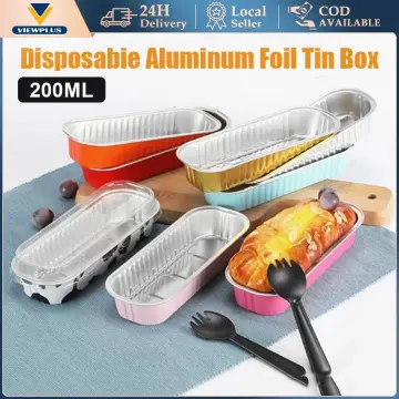 10pcs 200ml Rectangular Aluminum Foil Baking Boxes Disposable