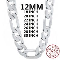 TIEEYINY 925 Sterling Silver Necklace For Men Classic 12MM Cuban Chain 18-30 Inch Charm High Quality Fashion Jewelry Wedding