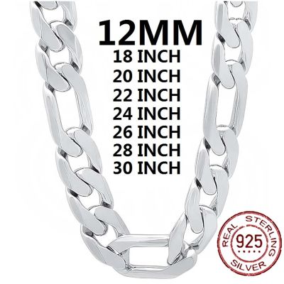 【CW】TIEEYINY 925 Sterling Silver Necklace For Men Classic 12MM Cuban Chain 18-30 Inch Charm High Quality Fashion Jewelry Wedding