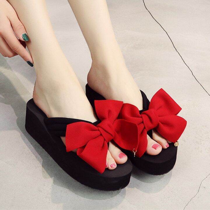 ruyi-outside-manufacturers-wholesale-thick-soles-slippers-female-xia-bowknot-flip-flops-beach-shoes-fashionable-wedge-sandals